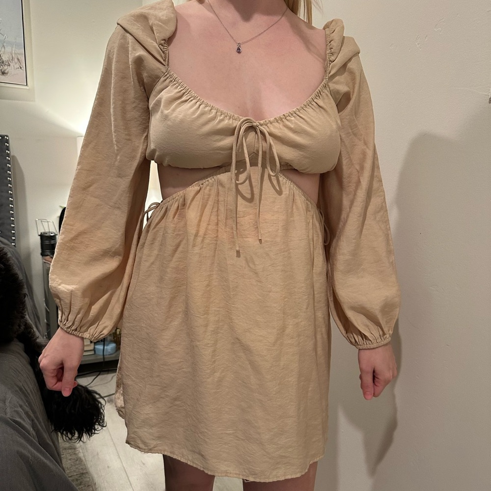Elegant Off-Shoulder Beige Dress